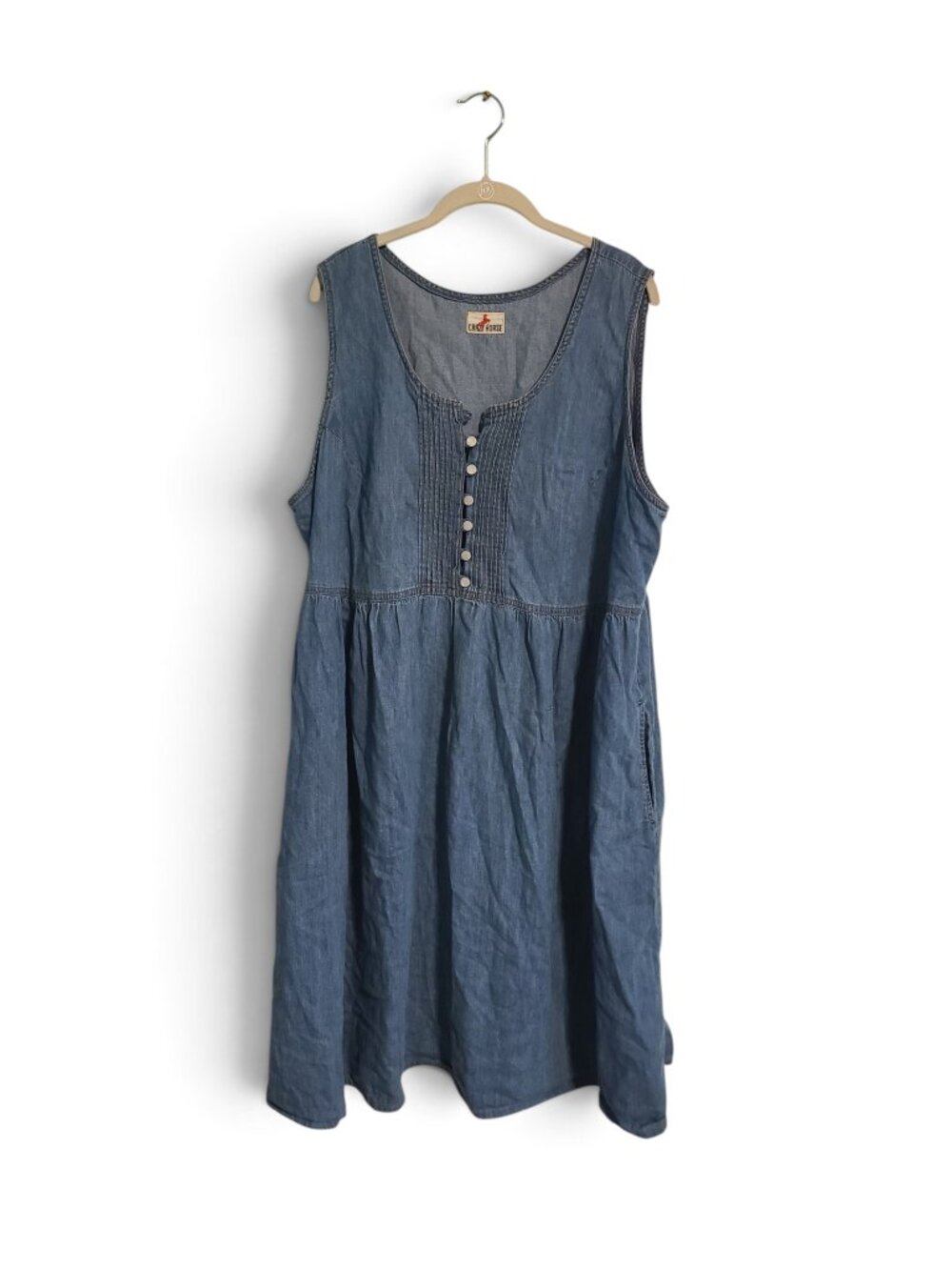 Vintage 90s Soft Denim Sleeveless Button Front Maxi Dress Womens Size 2X